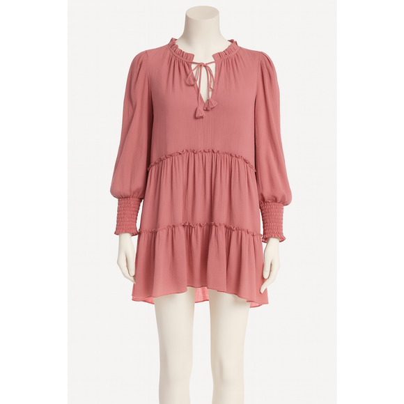 Misa Los Angeles Dress Womens Small Pink Boho Ruffle Tiered Romantic Flowy - Picture 1 of 10